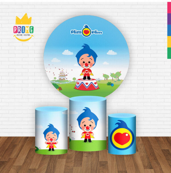 Trio Capa Cilindro + Painel Redondo 3D Palhaço Plim Plim 1,50m Veste Fácil - Image 2