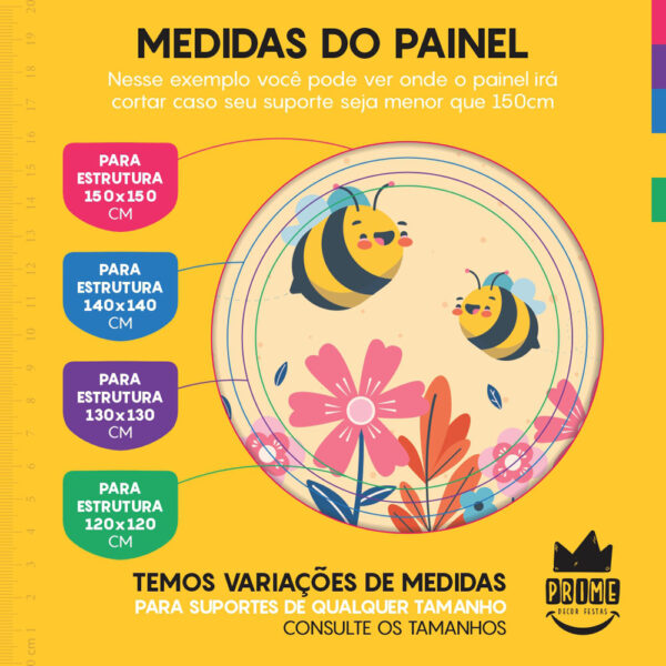 Trio Capa Cilindro + Painel Redondo 3D Abelhinha 1,50m Veste Fácil - Image 4