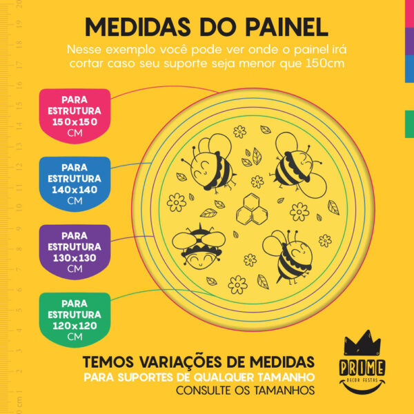 Trio Capa Cilindro + Painel Redondo 3D Abelhinha 1,50m Veste Fácil - Image 4