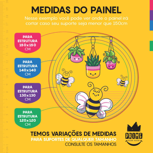 Trio Capa Cilindro + Painel Redondo 3D Abelhinha 1,50m Veste Fácil - Image 4