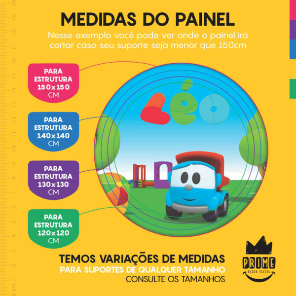 Trio Capa Cilindro + Painel Redondo 3D Leo o Caminhão 1,50m Veste Fácil - Image 4