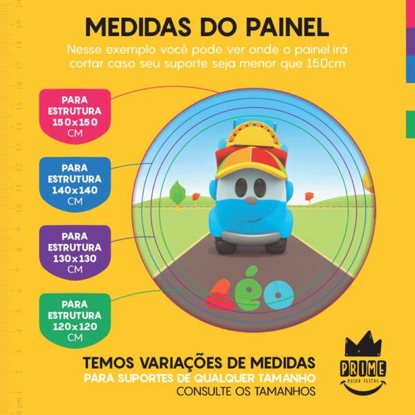 Trio Capa Cilindro + Painel Redondo 3D Leo o Caminhão 1,50m Veste Fácil - Image 4