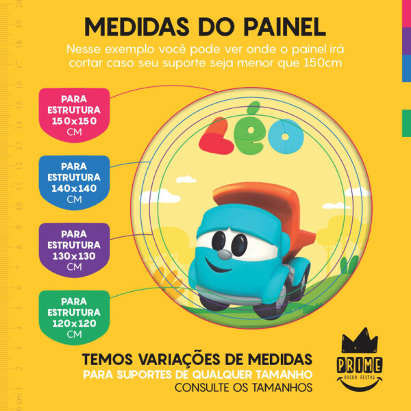 Trio Capa Cilindro + Painel Redondo 3D Leo o Caminhão 1,50m Veste Fácil - Image 4