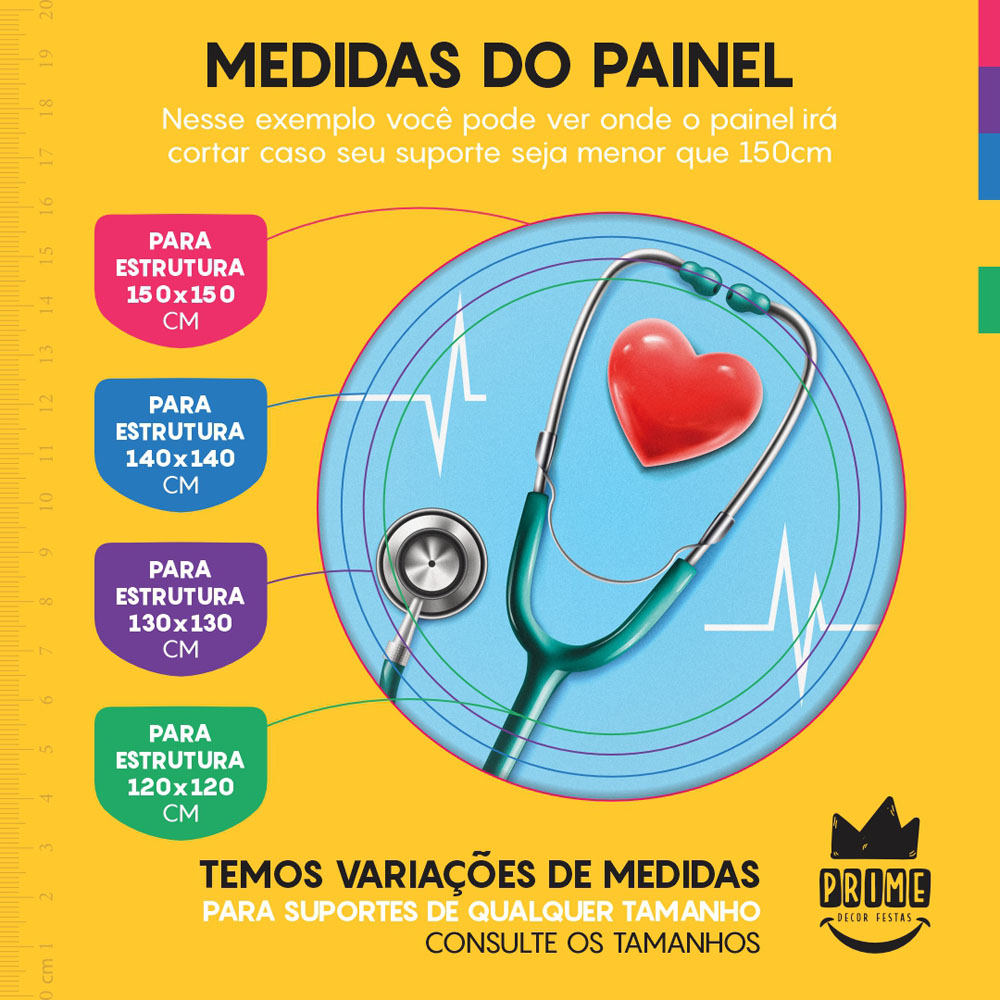 Trio Capa Cilindro + Painel Redondo 3D Medicina 1,50m Veste Fácil - Imagem 4