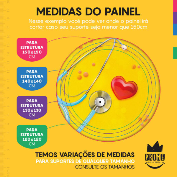 Trio Capa Cilindro + Painel Redondo 3D Medicina 1,50m Veste Fácil - Image 4