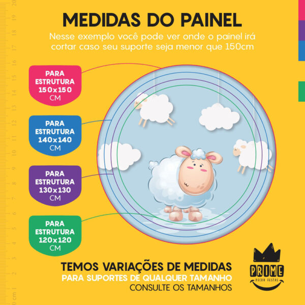 Trio Capa Cilindro + Painel Redondo 3D Ovelhinha 1,50m Veste Fácil - Image 4