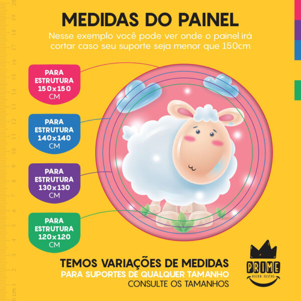 Trio Capa Cilindro + Painel Redondo 3D Ovelhinha 1,50m Veste Fácil - Image 4