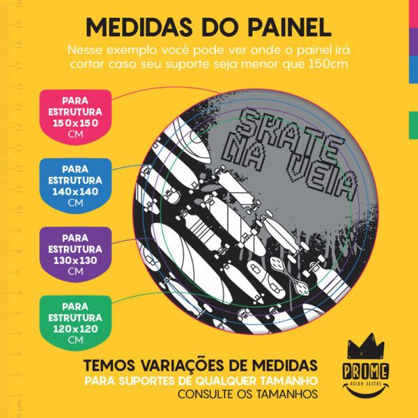 Trio Capa Cilindro + Painel Redondo 3D Skate 1,50m Veste Fácil - Image 4