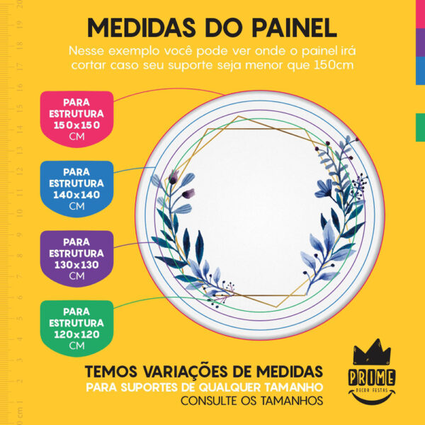 Trio Capa Cilindro + Painel Redondo 3D Flor Azul 1,50m Veste Fácil - Image 4