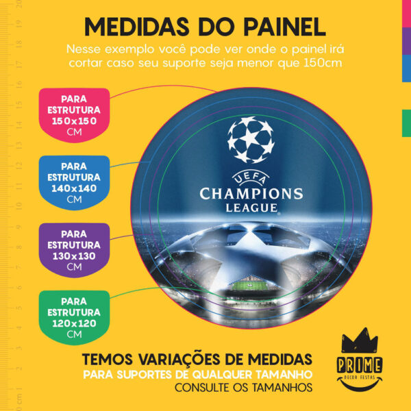 Trio Capa Cilindro + Painel Redondo 3D Futebol 1,50m Veste Fácil - Image 4