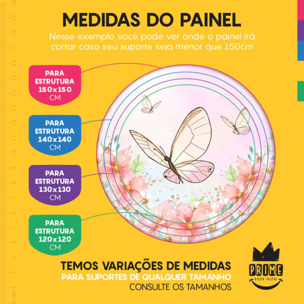 Trio Capa Cilindro + Painel Redondo 3D Borboleta 1,50m Veste Fácil - Image 4