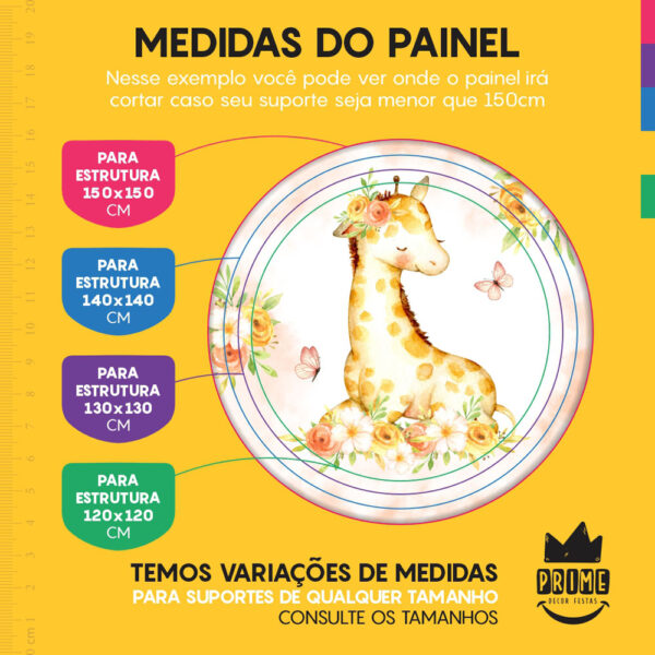 Trio Capa Cilindro + Painel Redondo 3D Girafa Cute1,50m Veste Fácil - Image 4
