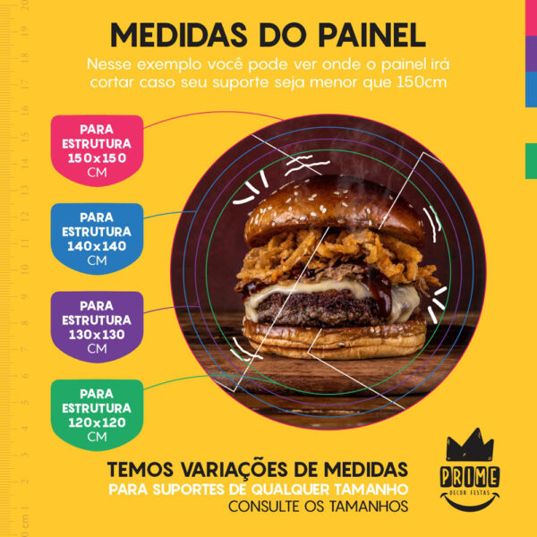 Trio Capa Cilindro + Painel Redondo 3D Hamburguer 1,50m Veste Fácil - Image 4