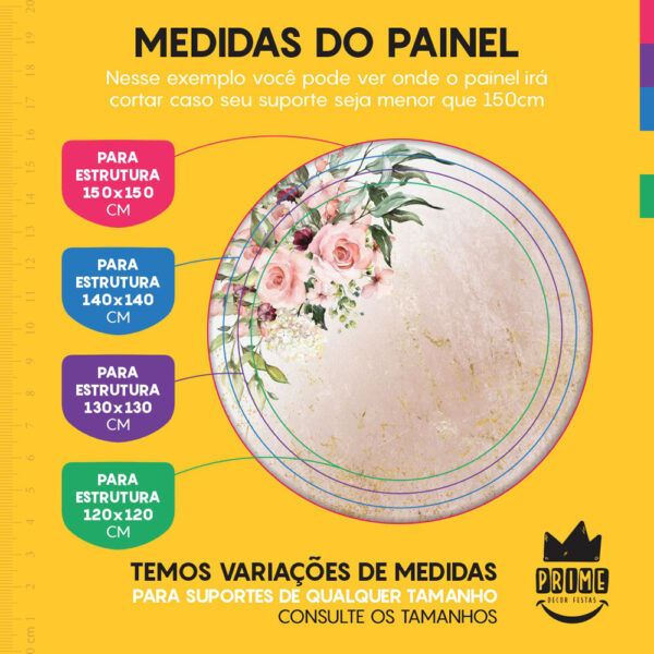 Trio Capa Cilindro + Painel Redondo 3D Floral Mármore 1,50m Veste Fácil - Image 4