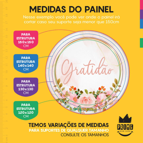 Trio Capa Cilindro + Painel Redondo 3D Gratidão 1,50m Veste Fácil - Image 4