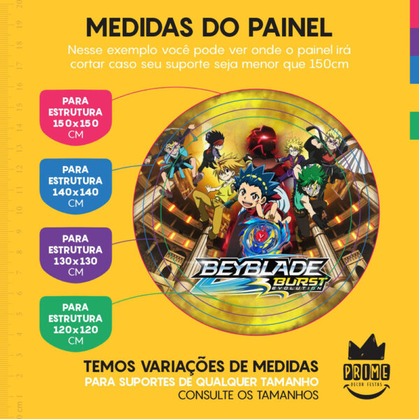 Trio Capa Cilindro + Painel Redondo 3D BeyBlade 1,50m Veste Fácil - Image 4