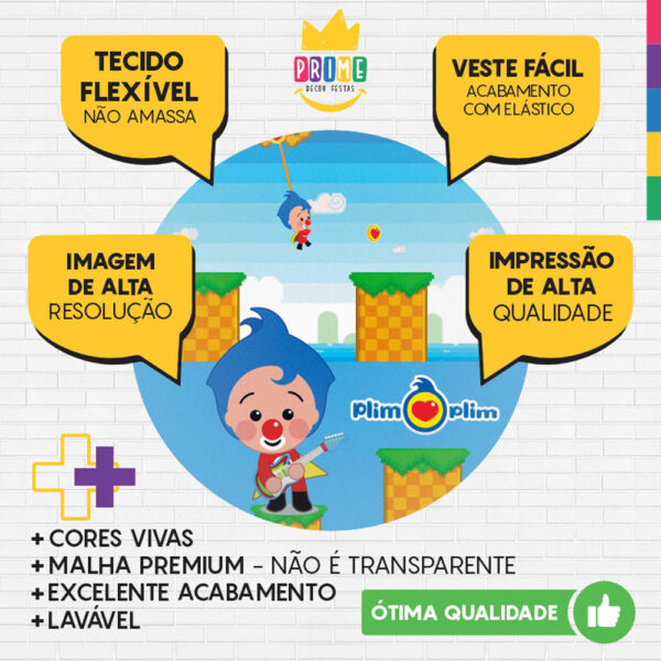 Trio Capa Cilindro + Painel Redondo 3D Palhaço Plim Plim 1,50m Veste Fácil - Image 3