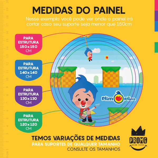 Trio Capa Cilindro + Painel Redondo 3D Palhaço Plim Plim 1,50m Veste Fácil - Image 4