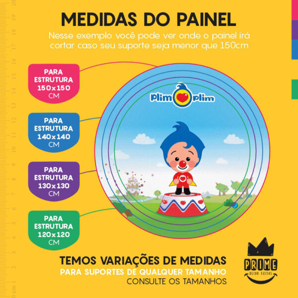 Trio Capa Cilindro + Painel Redondo 3D Palhaço Plim Plim 1,50m Veste Fácil - Image 4