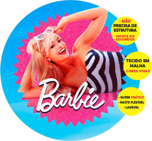 Painel Redondo 3D Barbie Abre Fácil Tecido