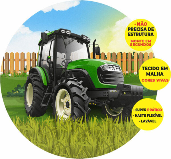 Painel Redondo 3D Trator Abre Fácil Tecido