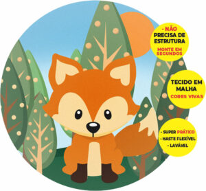 Painel Redondo 3D Raposinha Abre Fácil Tecido