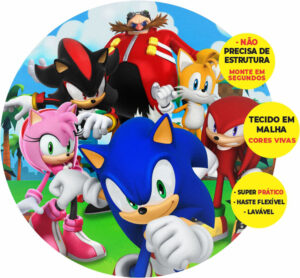 Painel Redondo 3D Sonic Abre Fácil Tecido