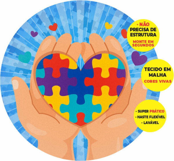 Painel Redondo 3D Autismo  Abre Fácil Tecido