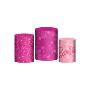 Trio Capa Cilindro Barbie 3D Em Tecido Com Elástico