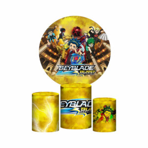 Trio Capa Cilindro + Painel Redondo 3D BeyBlade 1,50m Veste Fácil