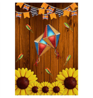 Painel de Festa Retangular 3D Festa Junina Casadinho 1,50m x 2,20