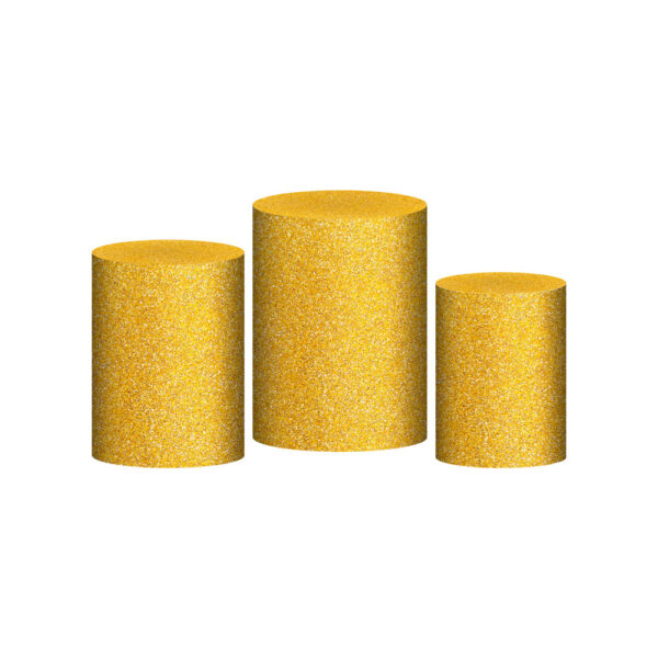 Trio Capa Cilindro Glitter Amarelo 3D Em Tecido Com Elástico