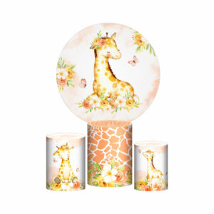 Trio Capa Cilindro + Painel Redondo 3D Girafa Cute1,50m Veste Fácil