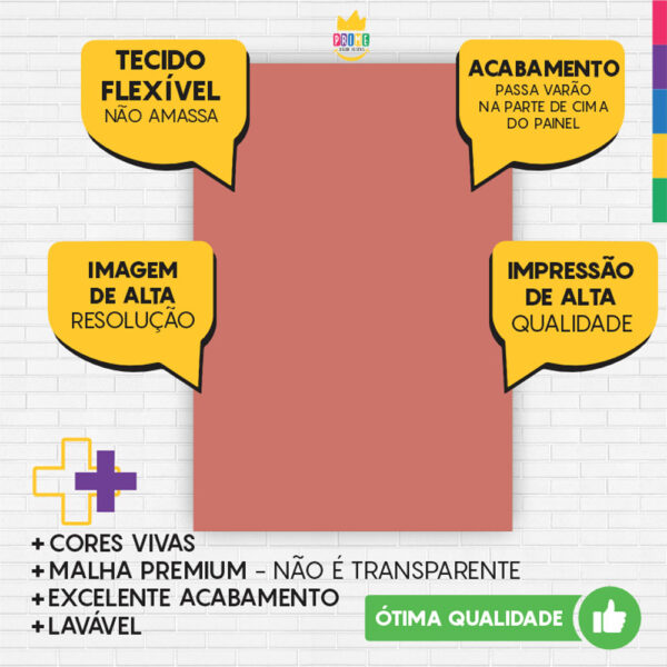 Painel de Festa Retangular 3D Cor Sólida Rosé  Casadinho 1,50m x 2,20 - Image 3