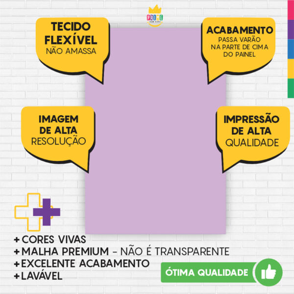 Painel de Festa Retangular 3D Cor Sólida Roxo Pastel  Casadinho 1,50m x 2,20 - Image 3
