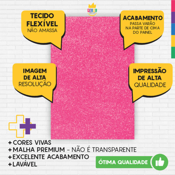 Painel de Festa Retangular 3D Glitter Pink Casadinho 1,50m x 2,20 - Image 3