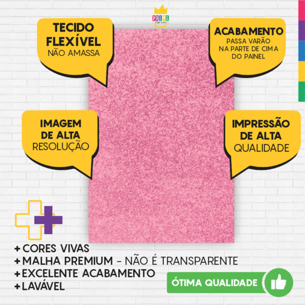 Painel de Festa Retangular 3D Glitter Rosa Casadinho 1,50m x 2,20 - Image 3