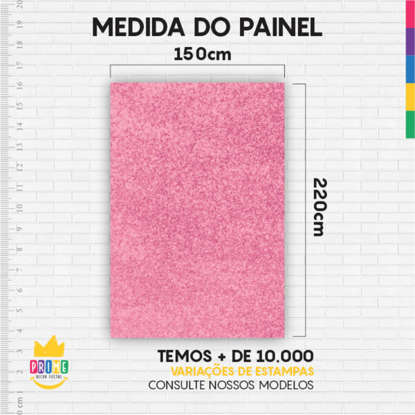 Painel de Festa Retangular 3D Glitter Rosa Casadinho 1,50m x 2,20 - Image 4