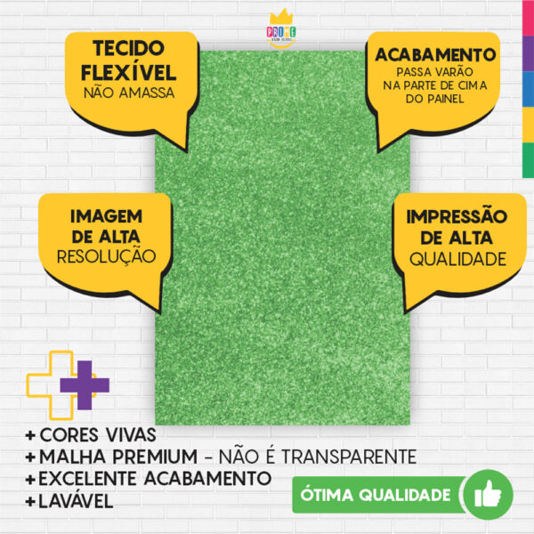 Painel de Festa Retangular 3D Glitter Verde Limão Casadinho 1,50m x 2,20 - Image 3