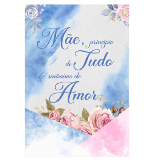 Painel de Festa Retangular 3D Dia das Mães Azul Casadinho 1,50m x 2,20