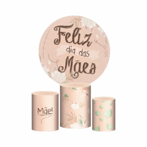 Trio Capa Cilindro + Painel Redondo 3D Dia das Mães 1,50m Veste Fácil