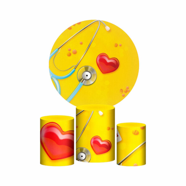 Trio Capa Cilindro + Painel Redondo 3D Medicina 1,50m Veste Fácil