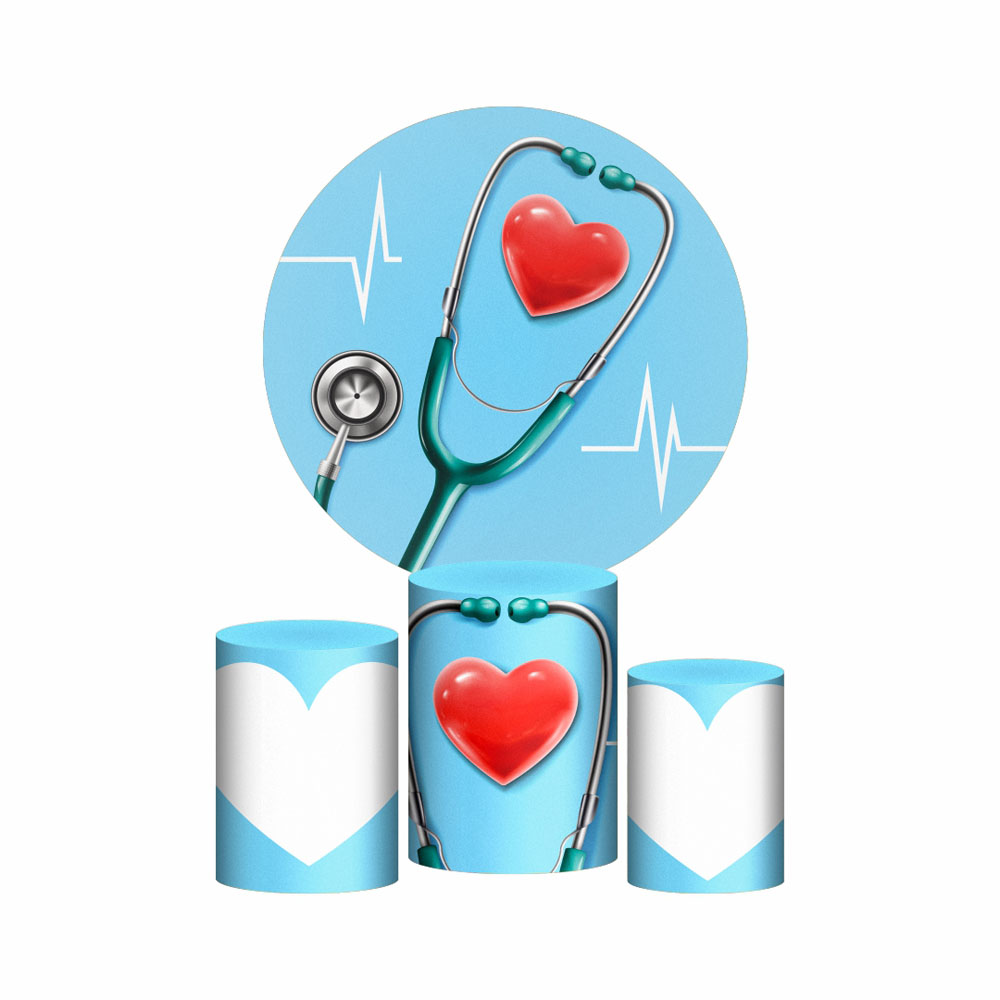 Trio Capa Cilindro + Painel Redondo 3D Medicina 1,50m Veste Fácil