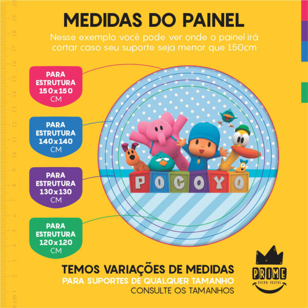 Kit Casado Pocoyo Painel Redondo Trio Capas Cilindro Retangular Vertical Em Tecido - Image 4