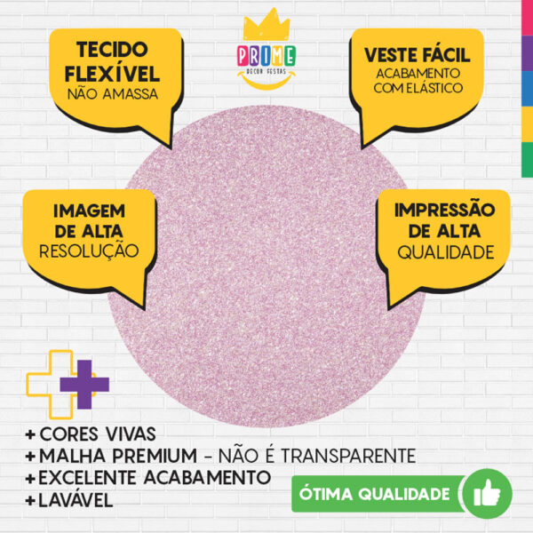 Painel Redondo 3D  Glitter Rosa Claro Tecido Sublimado - Image 3
