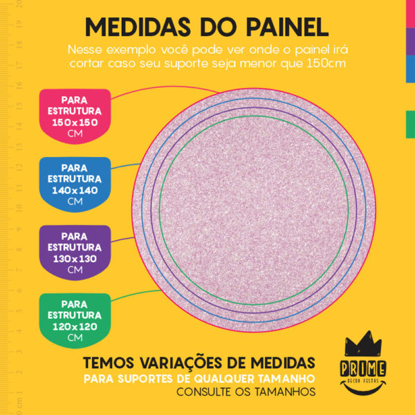 Painel Redondo 3D  Glitter Rosa Claro Tecido Sublimado - Image 4