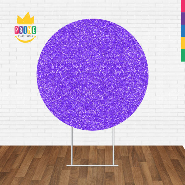 Painel Redondo 3D  Glitter Roxo Tecido Sublimado - Image 2