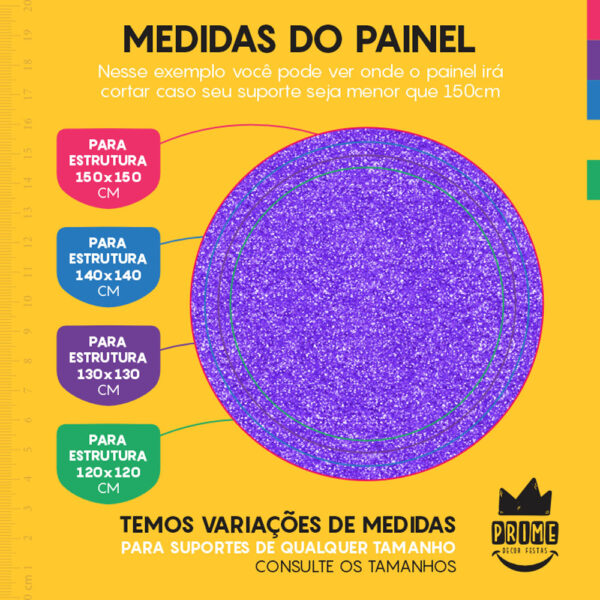 Painel Redondo 3D  Glitter Roxo Tecido Sublimado - Image 4