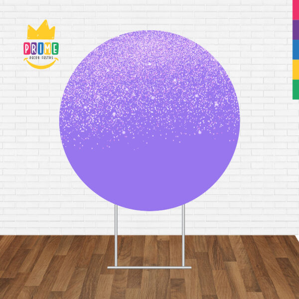 Painel Redondo 3D  Glitter Roxo Prata Tecido Sublimado - Image 2