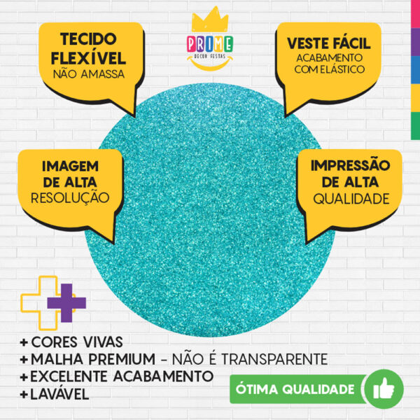 Painel Redondo 3D  Glitter Verde Tecido Sublimado - Image 3